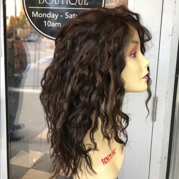 Brown highlights curly Lacefront wig 2020